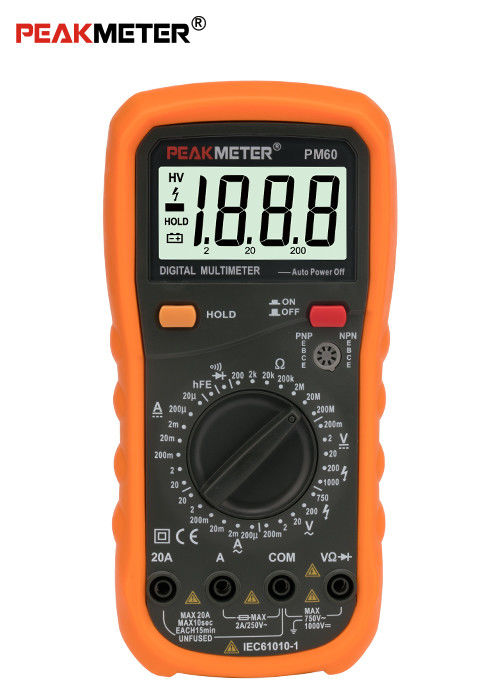 Portable 1000V Automatic Digital Multimeter , Transistor Electronic Multi Tester
