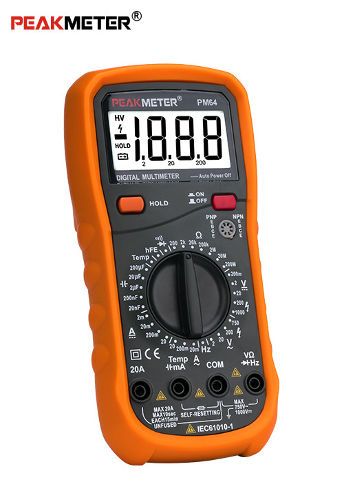 Auto Power Off Handheld Digital Multimeter 2000 Counts Transistor Diode