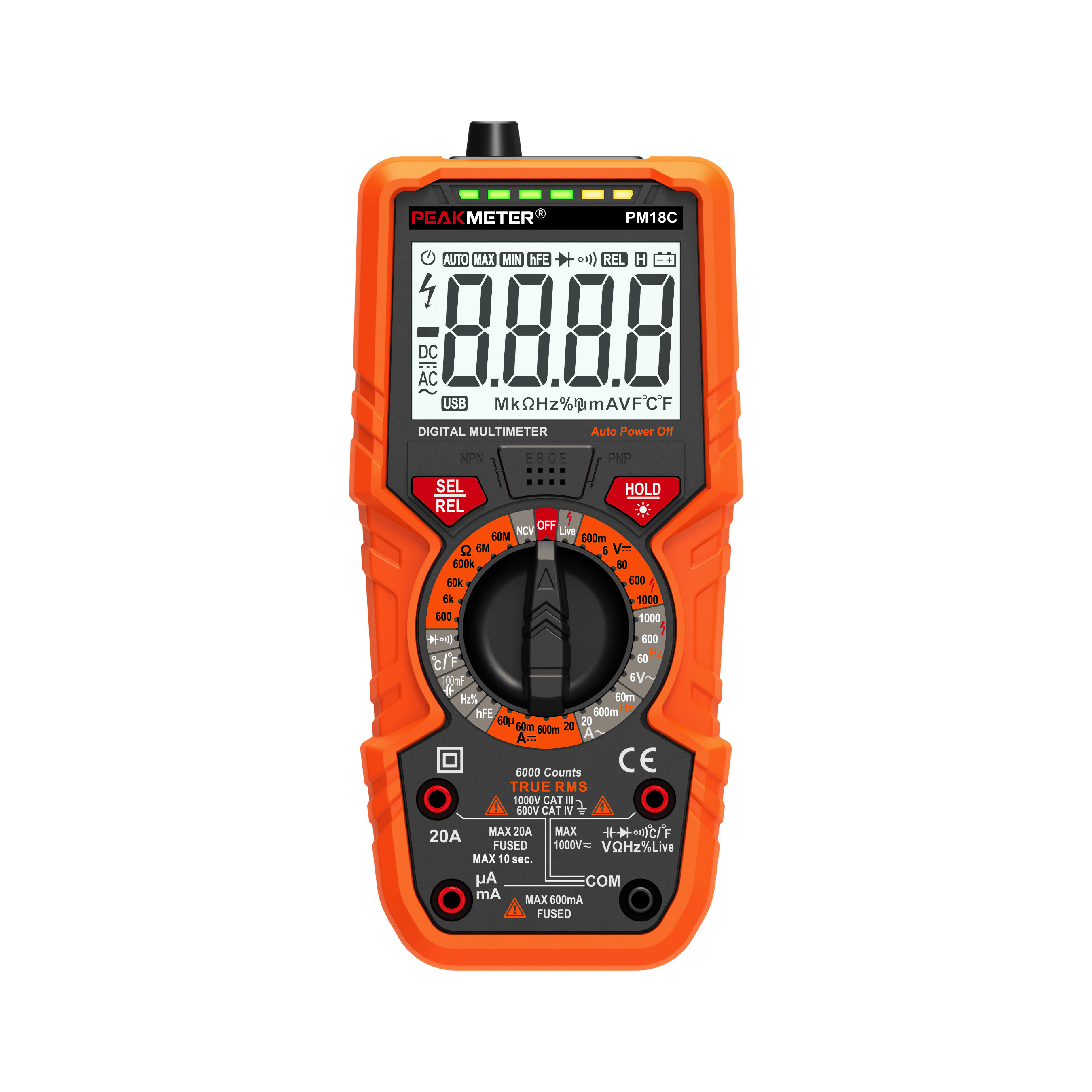 Electrical Handheld Digital Multimeter Operating Environment 600V CAT ...