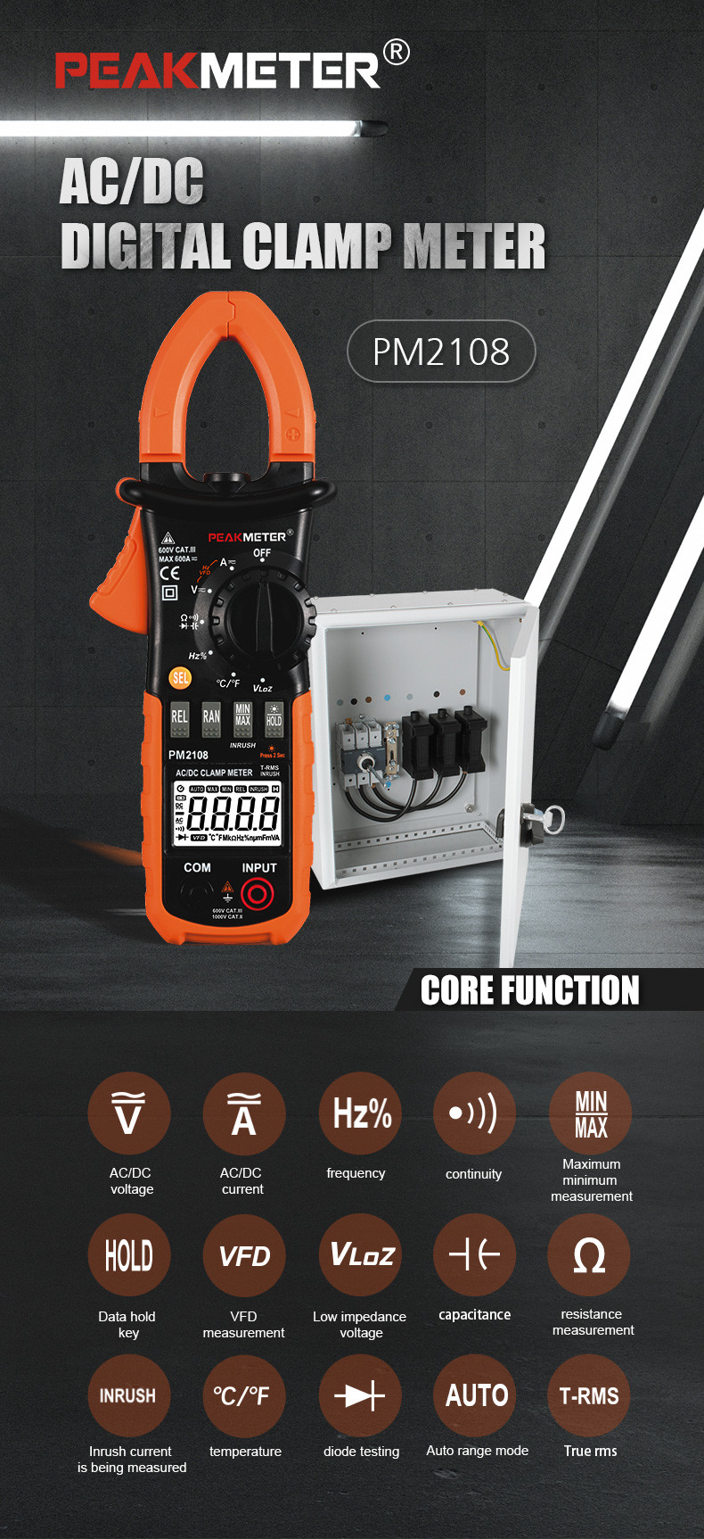 AC/DC Digital CLamp Meter With Ammeter , Voltmeter ,Double Mold,Back ...