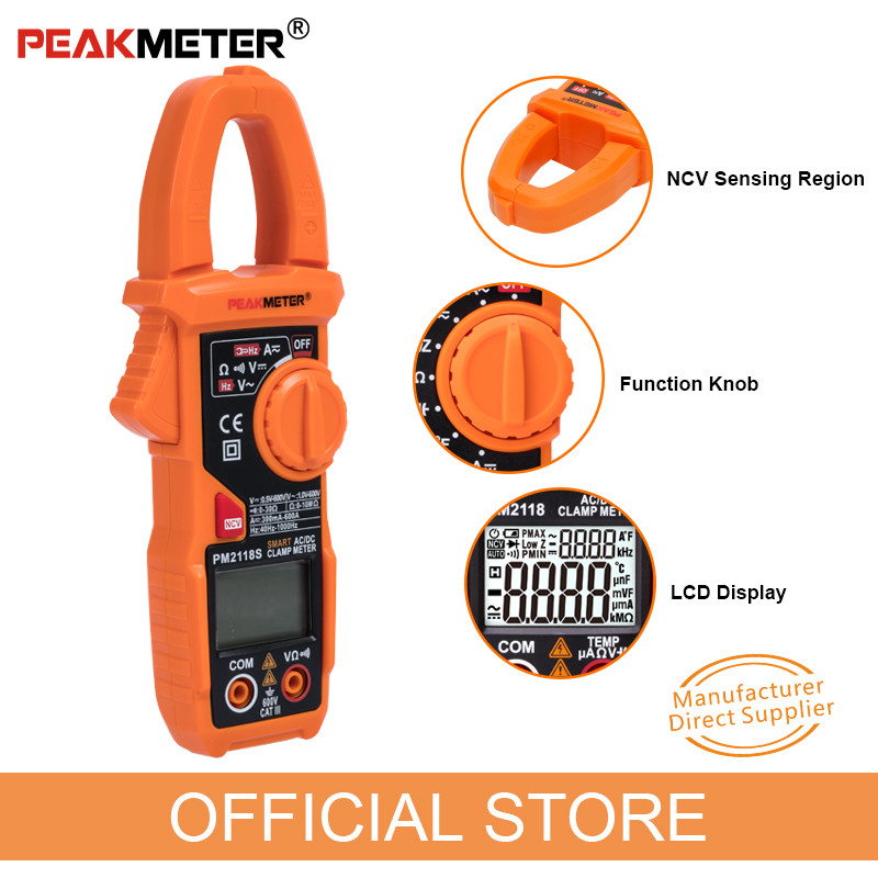 Portable AC / DC Digital Clamp Meter Multimeter With NCV Detection High ...