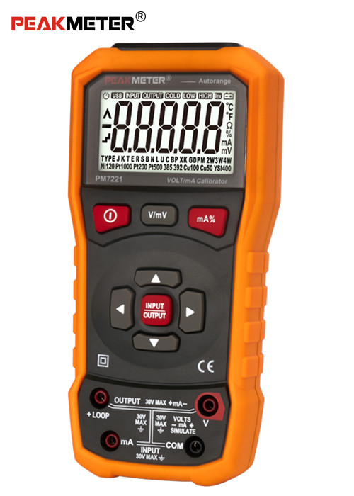 Máy hiệu chuẩn điện áp Peakmeter PM7221 Bộ hiệu chuẩn quy trình kỹ thuật số Vòng lặp hiệu chuẩn và đo lường INPIT V