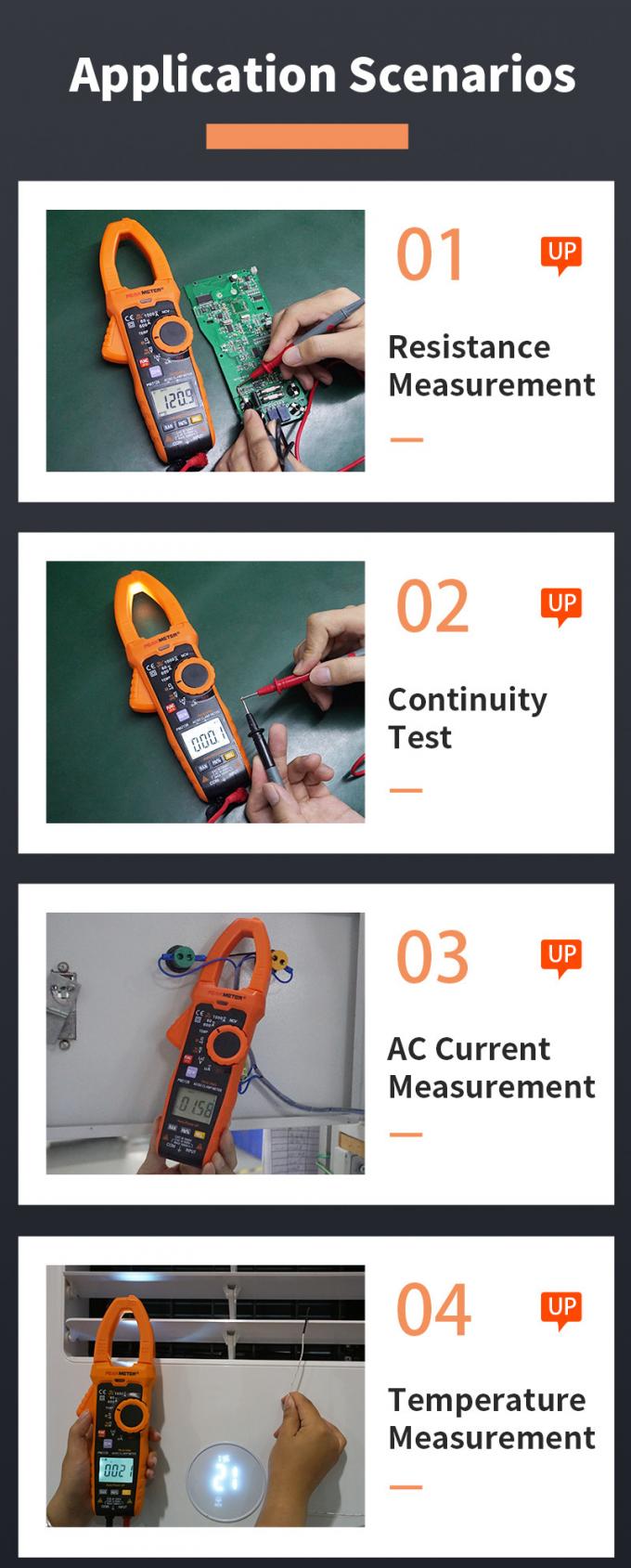 Máy đo kẹp kỹ thuật số TRMS phạm vi tự động Máy đo kẹp năng lượng mặt trời AC/DC 1000V Điện áp 1000A Hiện tại