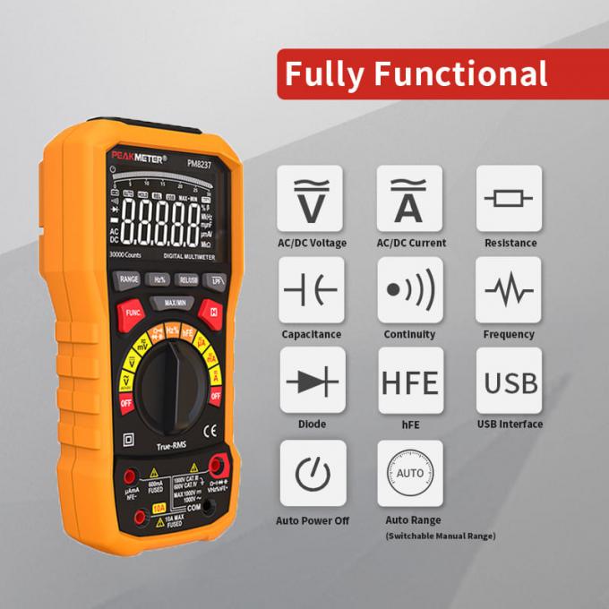 30000 Đếm Đồng hồ vạn năng kỹ thuật số T-RMS Độ chính xác cao cho hệ thống bảng điều khiển năng lượng mặt trời