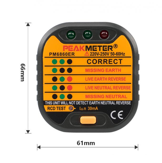 Máy kiểm tra ổ cắm Peakmeter PM6860ER Máy kiểm tra ổ cắm điện 110 / 230V Máy dò chẩn đoán điện tự động