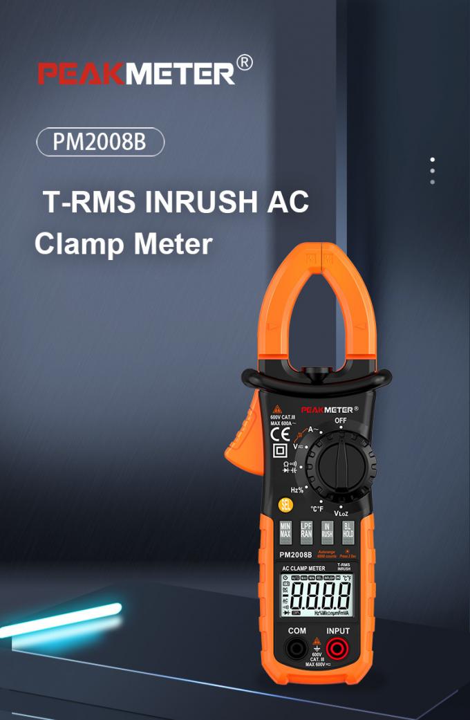 Ampe kìm Peakmeter PM2008B Đồng hồ kẹp kỹ thuật số phạm vi tự động và thủ công T-RMS INRUSH Đồng hồ đo dòng điện Đo giá trị MAX MIN