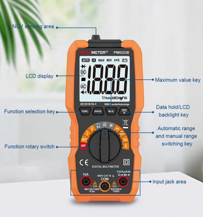 Chức năng giá trị MAX Phạm vi tự động Đồng hồ vạn năng kỹ thuật số 600V Vôn kế 20MOhm đo điện trở đồng hồ đo điện