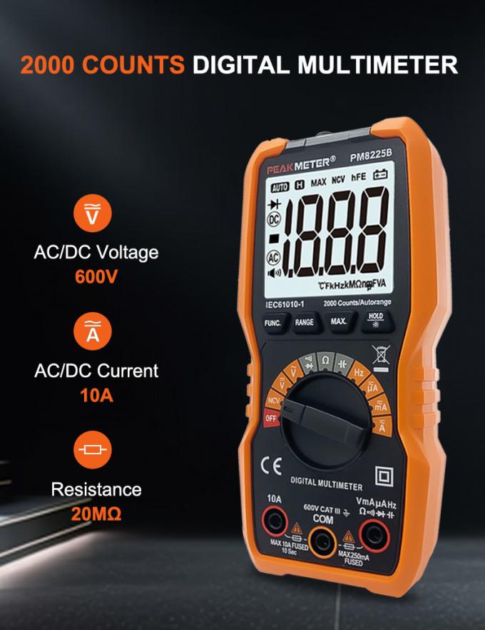 Chức năng giá trị MAX Phạm vi tự động Đồng hồ vạn năng kỹ thuật số 600V Vôn kế 20MOhm đo điện trở đồng hồ đo điện