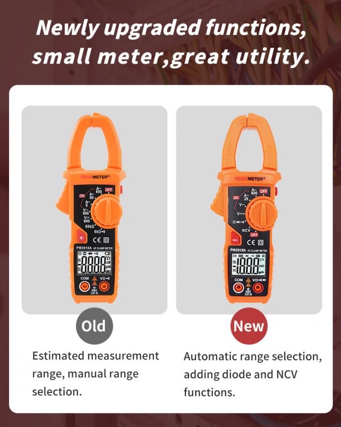 Đồng hồ đo kẹp AC kỹ thuật số phạm vi tự động 600V AC DC Đo điện áp Kiểm tra NCV