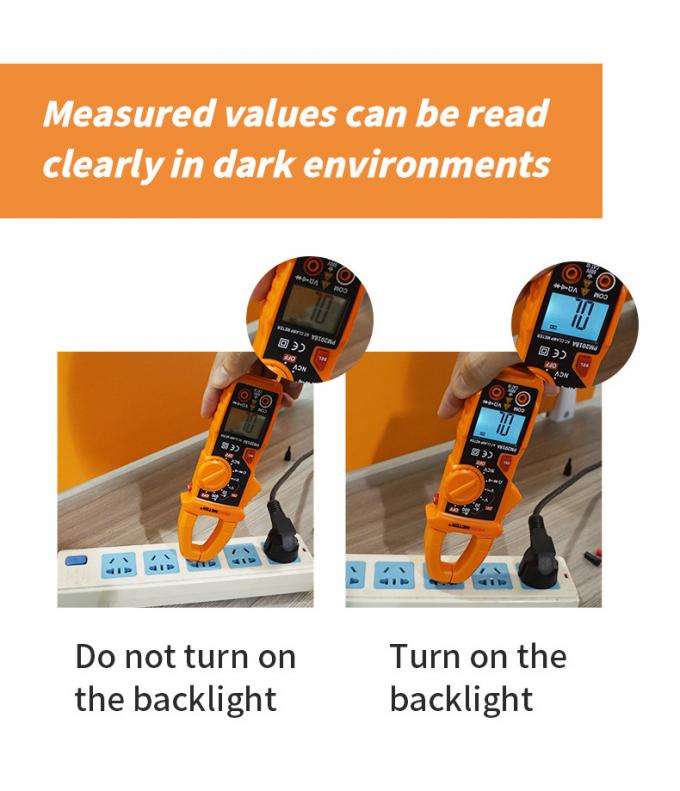Đồng hồ đo kẹp AC kỹ thuật số phạm vi tự động 600V AC DC Đo điện áp Kiểm tra NCV
