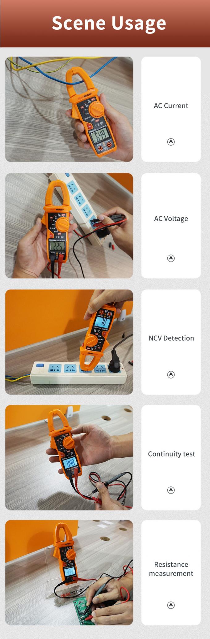 Đồng hồ đo kẹp AC kỹ thuật số phạm vi tự động 600V AC DC Đo điện áp Kiểm tra NCV