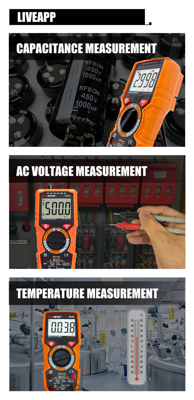 PM18C High Performance Digital Multimeter With AC/DC Voltage Current ...