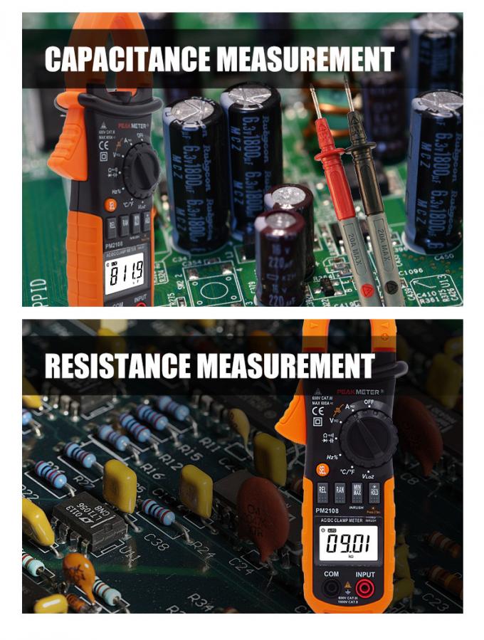 AC/DC Digital CLamp Meter With Ammeter , Voltmeter ,Double Mold,Back ...