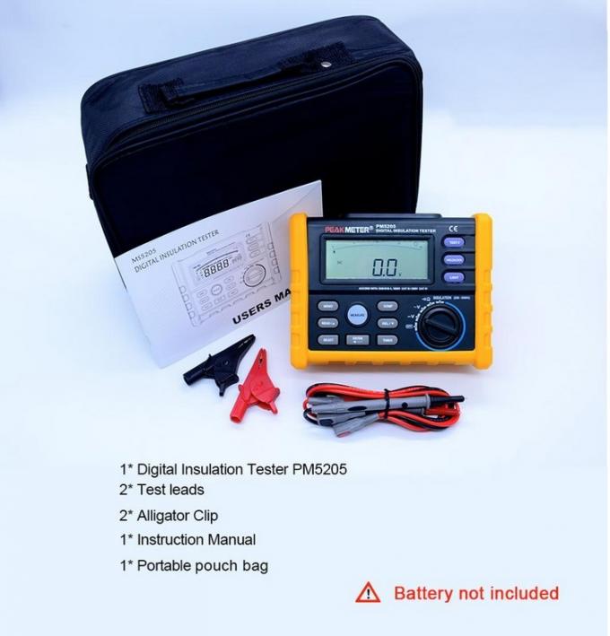Máy đo điện trở cách điện Peakmeter MS5205 Máy đo điện trở cách điện kỹ thuật số màu đen Đo lường đa năng tương tự và kỹ thuật số