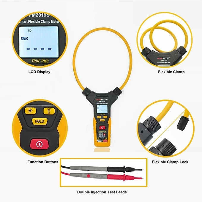 Flexible Mini Low Amp Clamp For Multimeter , Ac Dc Current Clamp Meter