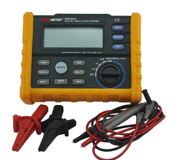 Máy kiểm tra điện trở cách điện kỹ thuật số có độ chính xác cao Phát hiện 1000 Volt và 10GOhm