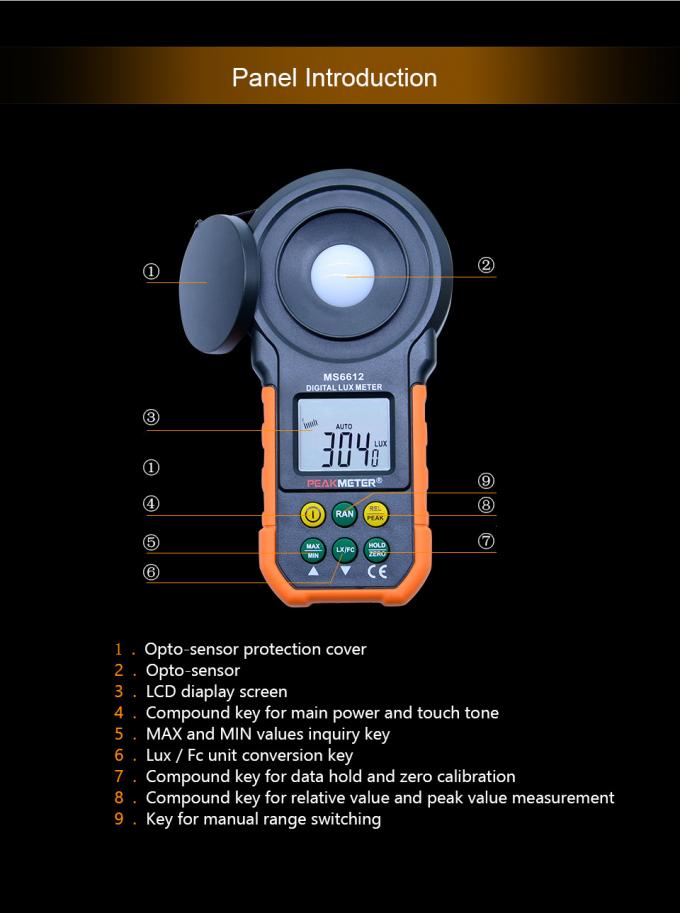 LCD điện tử Độ sáng nhìn thấy được Luxmeter kỹ thuật số cho nhà máy