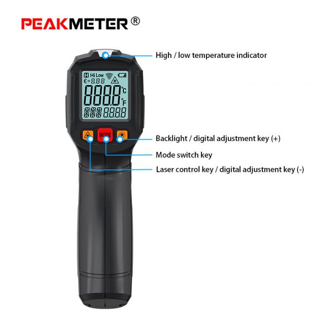 Đo không tiếp xúc Nhiệt kế cầm tay cấp công nghiệp Đo laser 13 điểm