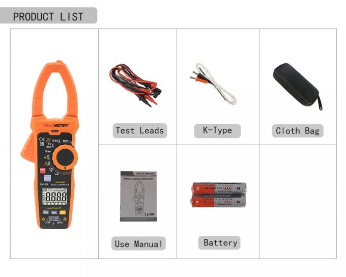 Ampe kìm Peakmeter PM2128S Đồng hồ vạn năng kẹp kỹ thuật số phạm vi tự động và thủ công với màn hình đồ thị thanh tương tự