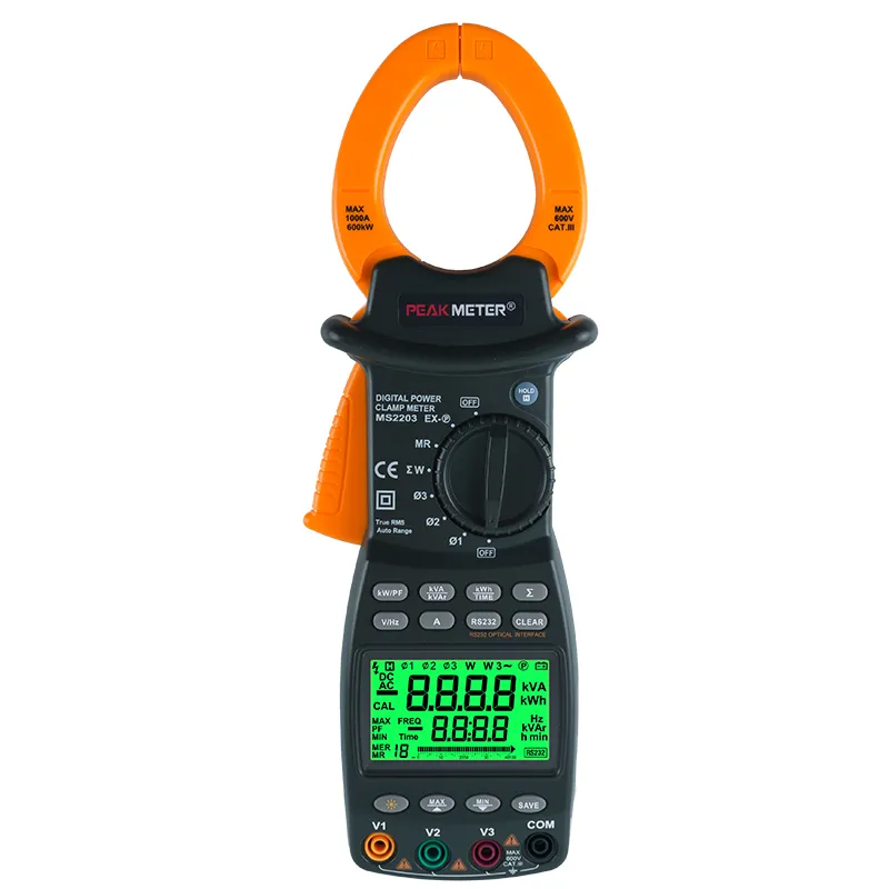 MS2203 Black Electrical Digital Power Clamp Meter Multimeter